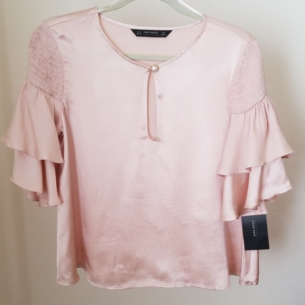 NWT Zara Women's S/S Dress Shirt Blouse M